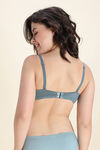 Zivame Padded Non Wired Medium Coverage Tshirt Bra - Grey Green — thumbnail 4